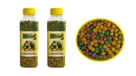 2 Potes de Ração Colorida Extrusado para Periquitos,Agapornis e Calopsitas para pássaros passarinhos Premium 300g