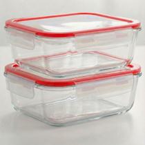 2 Potes de Vidro 1500ml Hermético Vedação Silicone Retangular Forno Micro Freezer 2 Potes de Vidro 1500ml Hermético Vedação Silicone Retangular Forno Micro Freezer