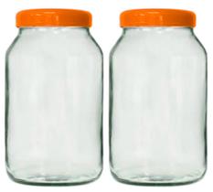 2 potes de vidro 3 litros tampa de plástico