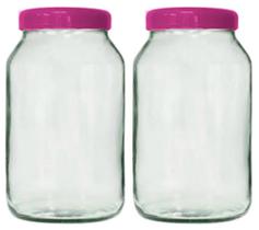 2 potes de vidro 3 litros tampa de plástico