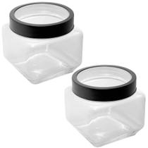 2 Potes de Vidro 800ml Tampa Metal Preta Gastro Lyor Porta Mantimentos Alimentos Quadrado 2 Potes de Vidro 800ml Tampa Metal Preta Gastro Lyor Porta Mantimentos Alimentos Quadrado