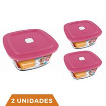 2 Potes de Vidro Facilita Quadrado 300ml Marinex Nadir