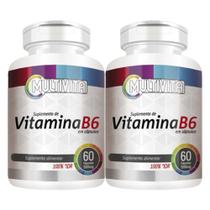 2 Potes de Vitamina B6 60 Cápsulas 500mg - 1x Cápsula ao dia