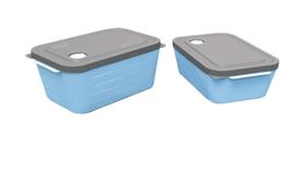 2 Potes em Plástico com Válvula para Micro-ondas 600ml e 1L ( 50363 )