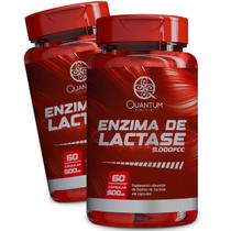 2 Potes Enzima de Lactase 9.000 FCC Kit 120 Cáps Quantum