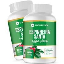 2 Potes Espinheira Santa com Aloe Vera Natural Kit 240 Cáps