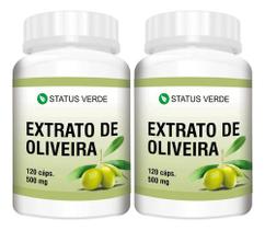 2 Potes Extrato De Oliveira Status Verde - Kit 240 Cápsulas de 500mg