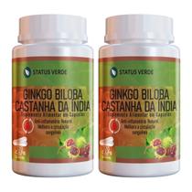 2 Potes Ginkgo Biloba + Castanha da India - 120 cáps - Status Verde