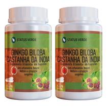 2 Potes Ginkgo Biloba com Castanha da Índia Kit 120 Cáps Status Verde