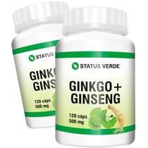 2 Potes GinkgoBiloba com Ginseng 120 Cápsulas 500mg Status Verde