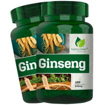 2 Potes Ginseng Puro Panax Kit 240 Cáps - Fonte Verde