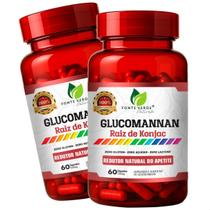 2 Potes Glucomannan puro 500mg Kit 120 Cáps Fonte Verde