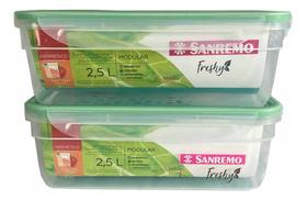 2 Potes Hermético 2,5l Freshy Alimentos Micro-ondas Empilhável 2 Potes Hermético 2,5l Freshy Alimentos Micro-ondas Empilhável