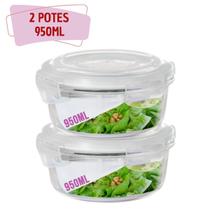 2 Potes Hermetico 950ml Redondo Vidro Multiuso Microondas - QUALITY HOUSE 2 Potes Hermetico 950ml Redondo Vidro Multiuso Microondas - QUALITY HOUSE