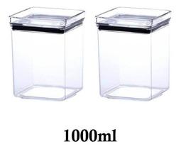 2 Potes Hermético quadrado empilhável 1000ml para armazenamento de alimentos