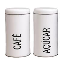 2 Potes Latas Mantimentos Café e Açucar Branco ou Preto