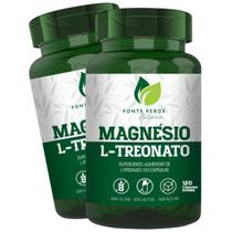 2 Potes Magnésio L-Treonato Kit 240 Cáps c/ Matéria Prima Importada - Fonte Verde