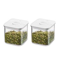 2 Potes Mantimento Acrilico Quadrado Hermetico Sal 2 Potes Mantimento Acrilico Quadrado Hermetico Sal