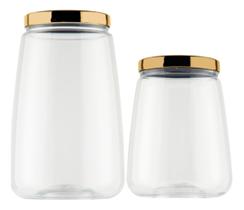 2 Potes Mantimentos Biscoito Tampa Dourada Rosca Bandeirante 2 Potes Mantimentos Biscoito Tampa Dourada Rosca Bandeirante