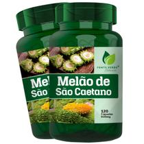 2 Potes Melao Sao Caetano Puro 500mg Kit 240 Cáps Fonte Verde