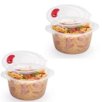 2 Potes Mini Panela Gourmet Microondas Freezer 850ml Vapor - Nitron