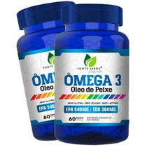 2 Potes Ômega 3 Óleo de Peixe Kit 120 Cáps Fonte Verde 2 Potes Ômega 3 Óleo de Peixe Kit 120 Cáps Fonte Verde