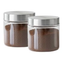 2 Potes Pequeno Vidro com Tampa de Aço 1,3 litros Wolff para Guardar Mantimentos