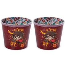 2 Potes Pipoca Petiscos Estampado Harry Potter 2.1l Plasútil