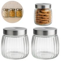 2 Potes Porta Mantimentos de Vidro 1000 ml Com Tampa