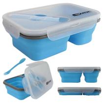 2 Potes Porta Marmita com Divisoria Silicone Retratil Bento Nautika