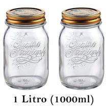2 Potes Quattro Stagioni 1 Litro (1000ml) de vidro com fechamento hermético Bormioli Rocco para conservação de alimentos - Rocco Bormioli