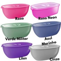 2 Potes Retangular Plástico Premium Grande com Tampa 9,8 Litros, Saladeira Grande,Organizador Multiuso Grande