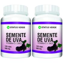 2 Potes Semente de Uva com Zinco e Vitamina C 240 Cáps Status Verde