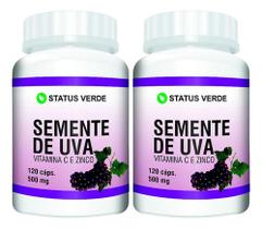 2 Potes Semente De Uva com Zinco e Vitamina C Kit 240 Cáps 500mg