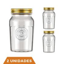 2 Potes Vidro Americano Rosca Alimento 1Litro Vintage Nadir 2 Potes Vidro Americano Rosca Alimento 1Litro Vintage Nadir