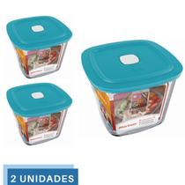 2 Potes Vidro Facilita Quadrado Alto Com Tampa 1L Marinex 2 Potes Vidro Facilita Quadrado Alto Com Tampa 1L Marinex