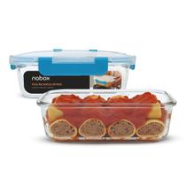 2 Potes Vidro Hermético 1040ml Marmitas Semana Travas Firmes