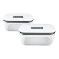 2 Potes Vidro Hermético 725ml Fresh Lock Válvula Branco