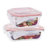 2 Potes Vidro Herméticos Tampa Silicone Vedação 640ml 520ml