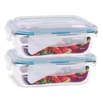 2 Potes Vidro Retangular 640ml Hermético Quality House 2 Potes Vidro Retangular 640ml Hermético Quality House