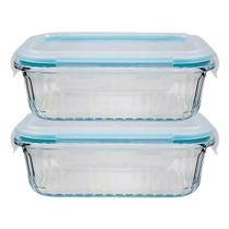 2 Potes Vidro Retangular Hermético 370ml - Quality House 2 Potes Vidro Retangular Hermético 370ml - Quality House