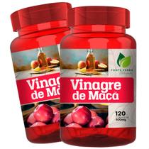 2 Potes Vinagre de Maçã 100% Puro Kit 240 Cáps - Fonte Verde