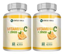 2 Potes Vitamina C com Zinco 500mg Kit 120 Cápsulas 2 Potes Vitamina C com Zinco 500mg Kit 120 Cápsulas