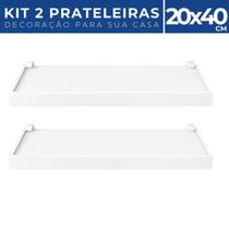 2 Prateleiras 20x40cm Duetto Nogueira c/ Suporte Moldura MDF - Pratk