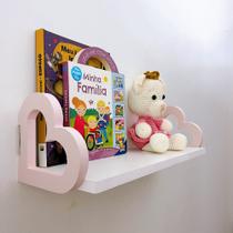 2 Prateleiras coloridas decoração infantil coração 60x15cm