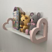 2 Prateleiras coração colorida quarto decoração infantil 60