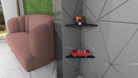 2 Prateleiras De Canto Preta Em MDF Para Decoração/Sala/Cozinha/Quarto/Escritório