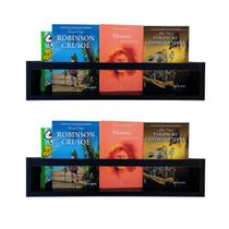 2 Prateleiras De Livro Infantil Nicho Revisteiro de Parede Para Revistas e Brinquedos Mdf Preto 55cm 2 Prateleiras De Livro Infantil Nicho Revisteiro de Parede Para Revistas e Brinquedos Mdf Preto 55cm