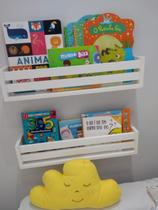 2 Prateleiras de Livros Mdf de Parede Nicho Porta Livros Infantil Estante Revisteiro Para Sala de Leitura Criança 55 cm