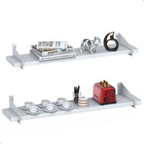2 Prateleiras De Madeira Estilo Industrial Suspensa Max60b 2 Prateleiras De Madeira Estilo Industrial Suspensa Max60b